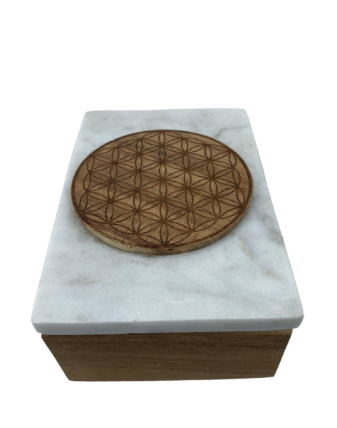 Kartenbox Marmor Blume des Lebens